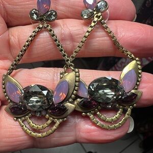 Silpada Orchid Ambience KRP3336 Retired Dangle Chandelier Swarovski Earrings